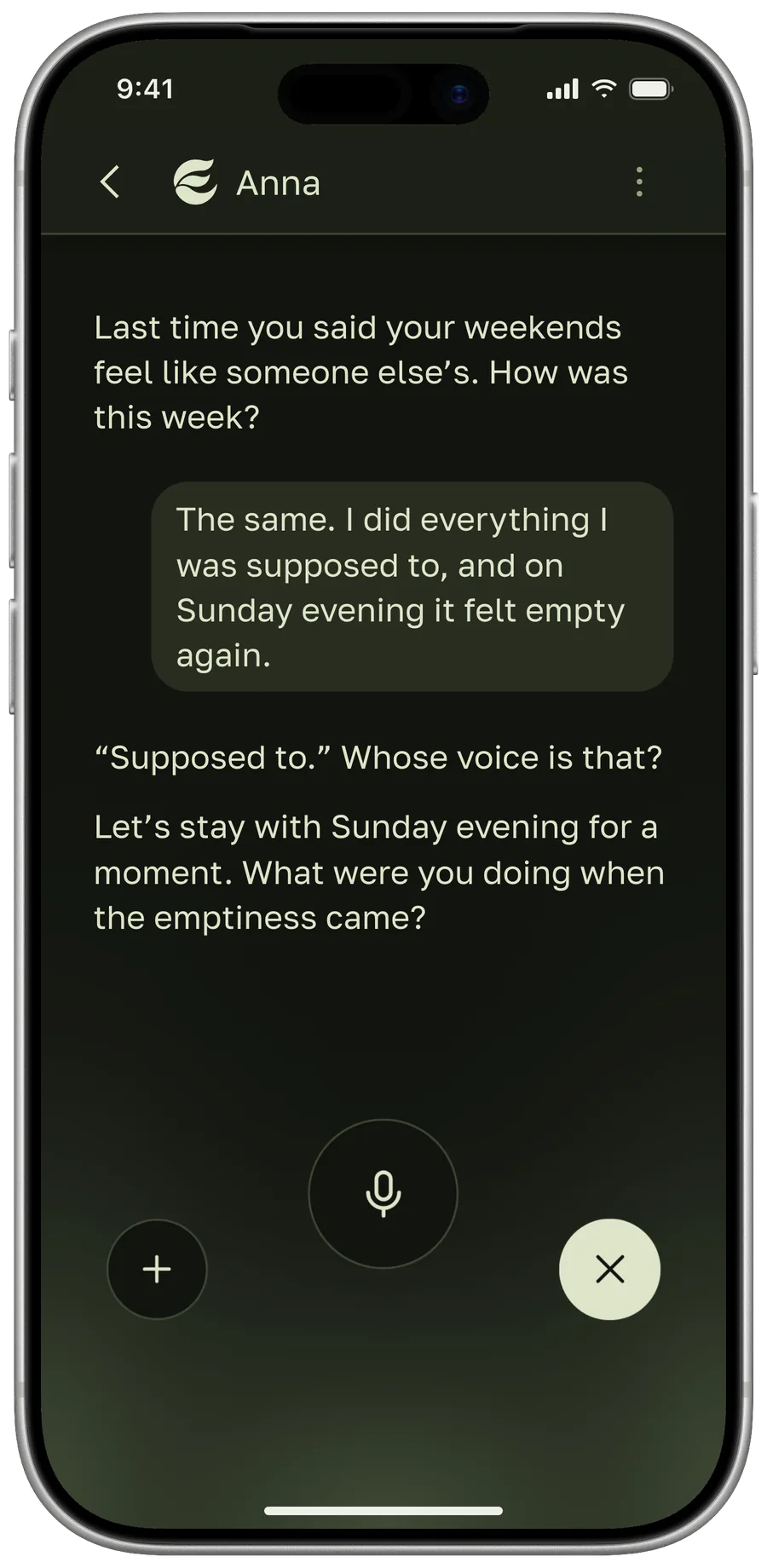 A meeting in Epimelea: the therapist asks, you answer by text or voice